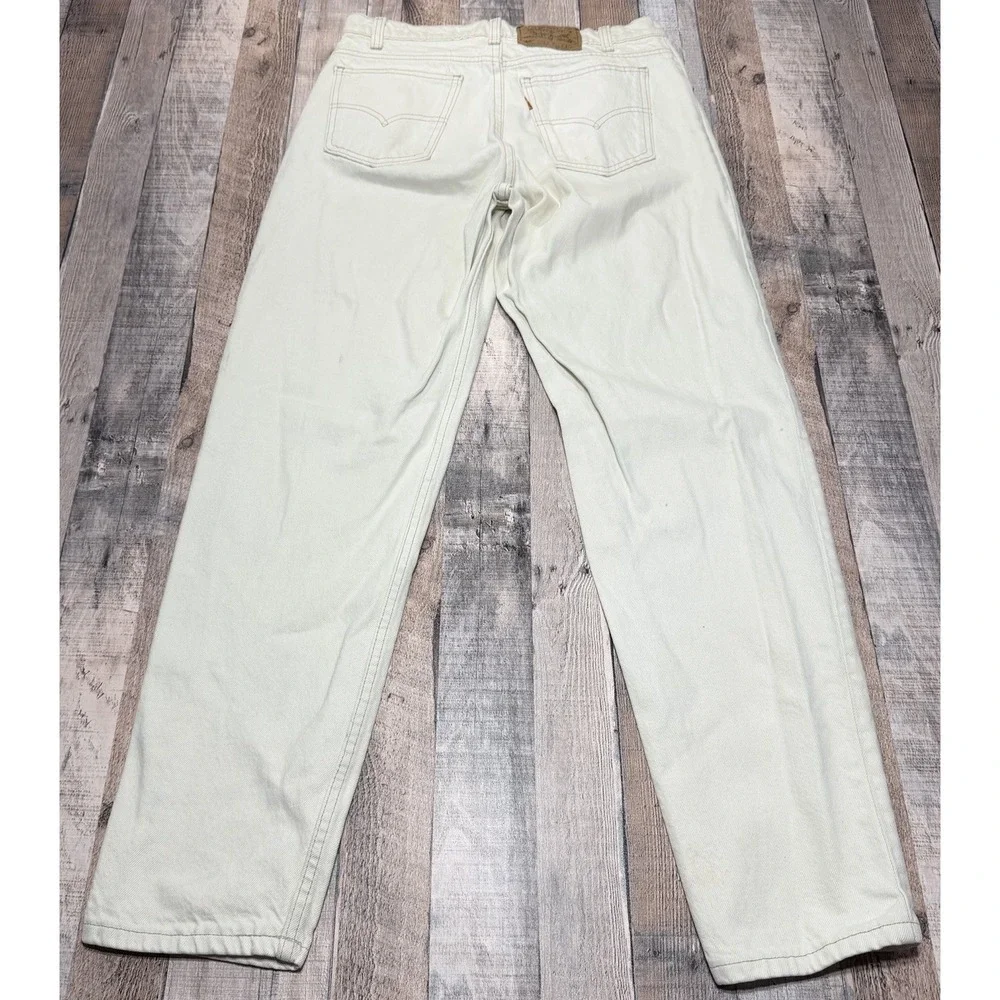 Vintage Levis 550‎ Orange Tab 33x32 White Jeans Made in USA 1995 Mens Distressed
